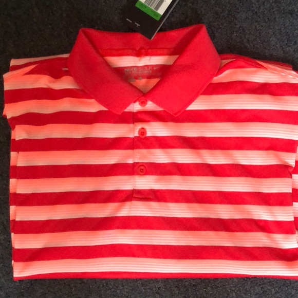 Nike Red and White Striped Polo Shirt - Picture 5 of 5